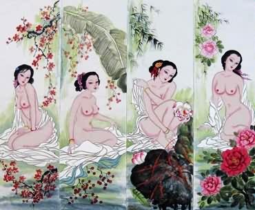 Chinese Nude Girl Painting,33cm x 110cm,3449009-x