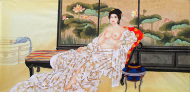 Chinese Nude Girl Painting,69cm x 138cm,3506024-x