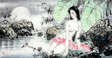 Chinese Nude Girl Painting,66cm x 136cm,3712006-x