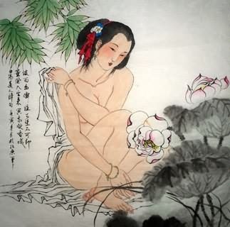 Chinese Nude Girl Painting,69cm x 69cm,3719018-x