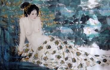 Chinese Nude Girl Painting,69cm x 138cm,3723004-x
