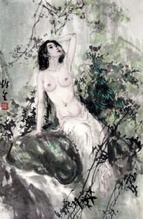 Chinese Nude Girl Painting,69cm x 46cm,3798015-x