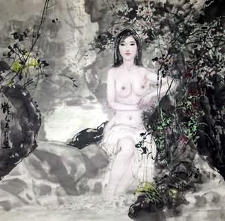 Chinese Nude Girl Painting,69cm x 69cm,3798018-x