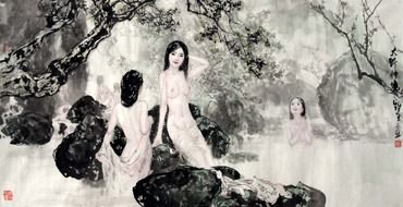 Chinese Nude Girl Painting,69cm x 138cm,3798020-x