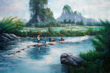 Landscape Oil Painting,40cm x 120cm,6158028-x