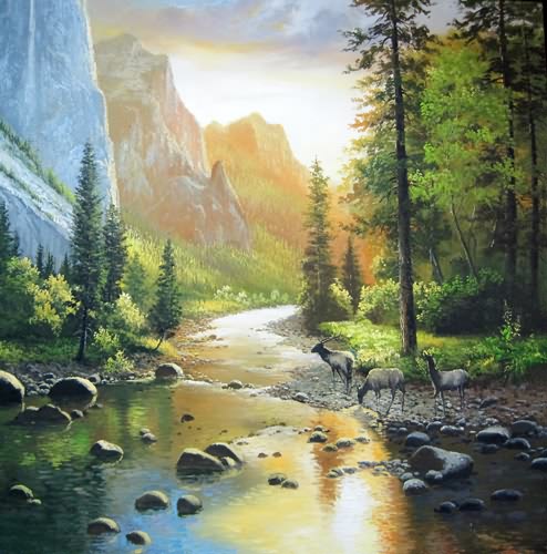 Landscape Oil Painting,90cm x 90cm(35〃 x 35〃),6165005-z
