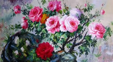 Floral Oil Painting,60cm x 120cm,6258003-x