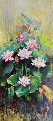 Floral Oil Painting,60cm x 120cm(24〃 x 48〃),lcq6280004-z
