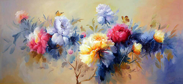 Floral Oil Painting,70cm x 140cm(27〃 x 55〃),lxs6278020-z
