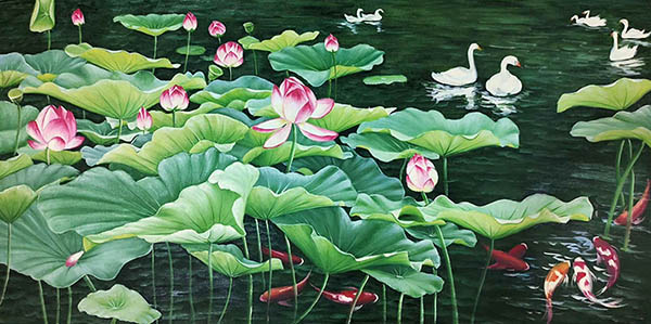 Floral Oil Painting,60cm x 120cm(24〃 x 48〃),lys6282004-z