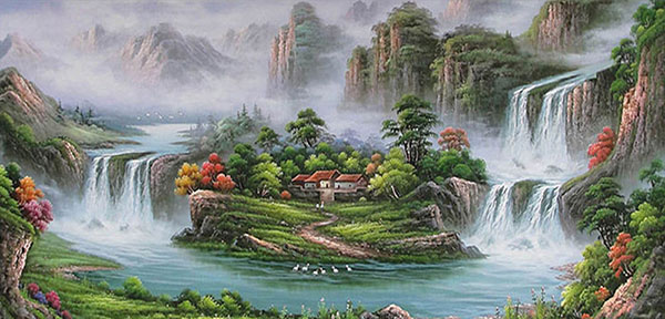 Landscape Oil Painting,90cm x 200cm(35〃 x 79〃),wjh6175004-z