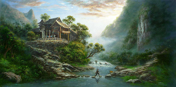 Landscape Oil Painting,40cm x 80cm(16〃 x 31〃),ymh6177002-z