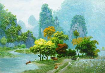 Landscape Oil Painting,35cm x 45cm,ymh6177007-x