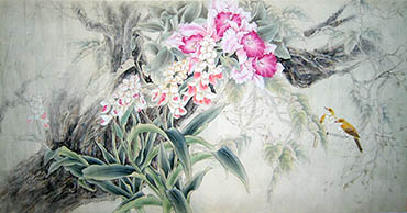 Chinese Orchid Painting,68cm x 136cm,2011018-x
