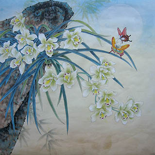 Chinese Orchid Painting,66cm x 66cm,2011019-x