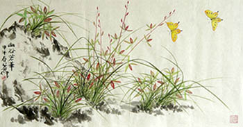 Chinese Orchid Painting,50cm x 100cm,2388039-x