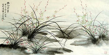 Chinese Orchid Painting,68cm x 136cm,2388042-x