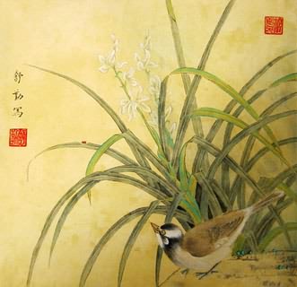 Chinese Orchid Painting,33cm x 33cm,2405002-x