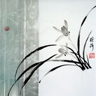 Chinese Orchid Painting,33cm x 33cm,2411003-x