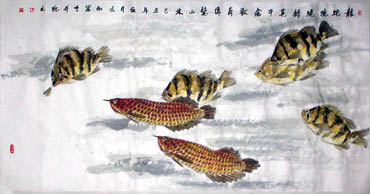 Chinese Other Fishes Painting,66cm x 136cm,2360013-x