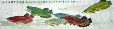 Chinese Other Fishes Painting,35cm x 136cm,2360015-x