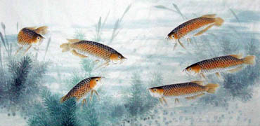 Chinese Other Fishes Painting,69cm x 138cm,2805010-x