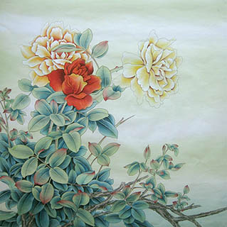 Chinese Other Flowers Painting,66cm x 66cm,2011040-x