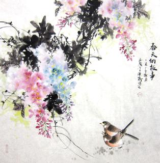 Chinese Other Flowers Painting,66cm x 66cm,dyc21099022-x