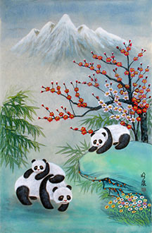 Chinese Panda Painting,45cm x 65cm,4207004-x
