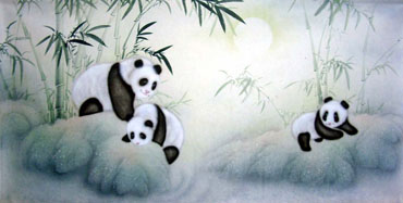 Chinese Panda Painting,66cm x 130cm,4731005-x