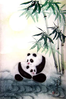 Chinese Panda Painting,43cm x 65cm,4731009-x