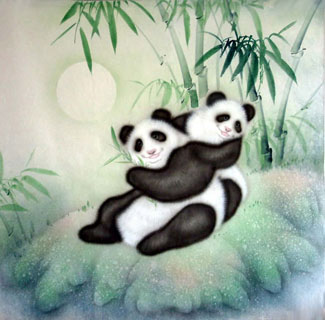 Chinese Panda Painting,66cm x 66cm,4731011-x