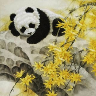 Chinese Panda Painting,66cm x 66cm,4734060-x