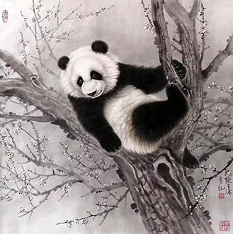 Chinese Panda Painting,68cm x 68cm,zyt41227024-x