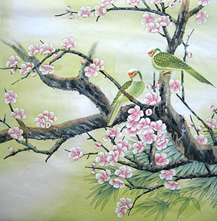 Chinese Peach Blossom Painting,66cm x 66cm,2011036-x