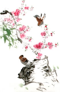 Chinese Peach Blossom Painting,63cm x 46cm,2340057-x