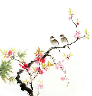 Chinese Peach Blossom Painting,50cm x 50cm,2340058-x