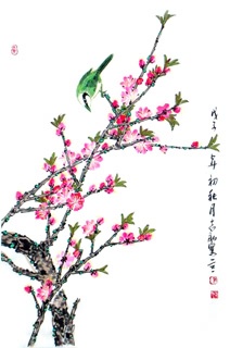 Chinese Peach Blossom Painting,69cm x 46cm,2360043-x