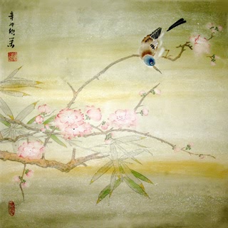 Chinese Peach Blossom Painting,50cm x 50cm,2395010-x
