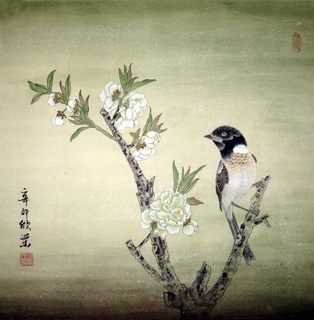 Chinese Peach Blossom Painting,50cm x 50cm,2395014-x