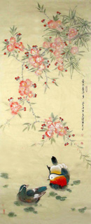 Chinese Peach Blossom Painting,55cm x 134cm,2426001-x