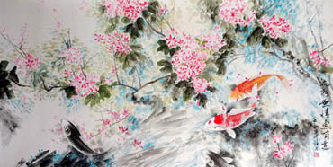 Chinese Peach Blossom Painting,66cm x 136cm,2695023-x