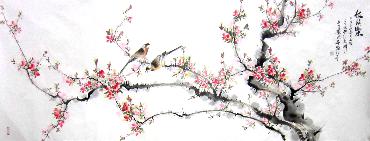 Chinese Peach Blossom Painting,70cm x 180cm,dyc21099015-x