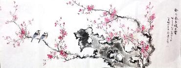 Chinese Peach Blossom Painting,70cm x 180cm,dyc21099020-x