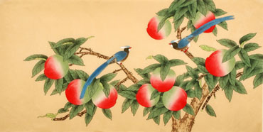 Chinese Peach Painting,66cm x 130cm,2340103-x