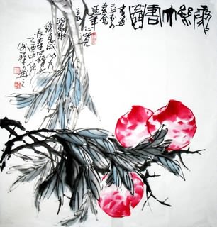 Chinese Peach Painting,69cm x 69cm,2399007-x
