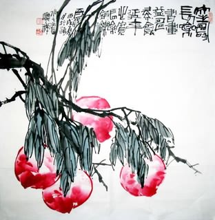 Chinese Peach Painting,69cm x 69cm,2399009-x