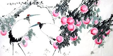 Chinese Peach Painting,69cm x 138cm,2422007-x
