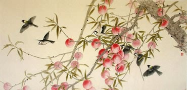 Chinese Peach Painting,66cm x 130cm,2609002-x