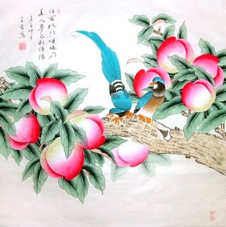 Chinese Peach Painting,69cm x 69cm,2617057-x